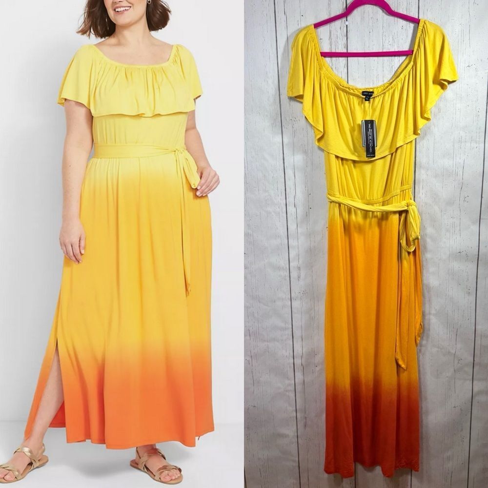 Lane Bryant Ombre Maxi Dress 18/20 NWT Off Shoulder Convertible Resortwear Beach